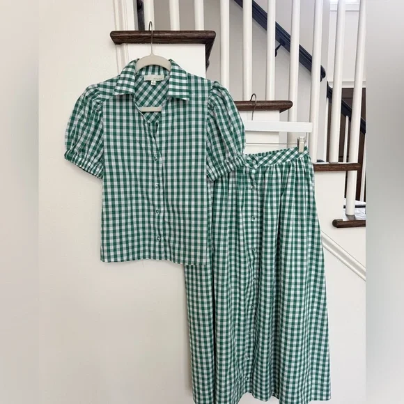 Pinch Ivy Green Gingham Top & maxi skirt- size small - Picture 8 of 16